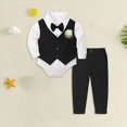 thumbnail image 2 of 0-3 Months Infant Newborn Baby Boys 3-Piece Dress Suit Set,Long Sleeve Romper Vest Bowtie Formal Pants Outfit For School Wedding Party Toddler Fall Winter Clothes,Blue, 2 of 6
