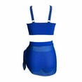 thumbnail image 6 of UTSJKR Women's Cross Wrap Halter Neck 3-Piece Crop Swimsuit with Mesh Cover-Up Skirt Bottom Beachwear Sets Blue L, 6 of 6