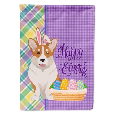 Red Cardigan Corgi Easter Flag Garden Size