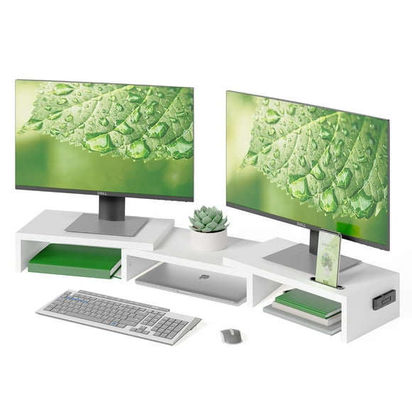 Soporte para doble monitor BONTEC ajustable con soporte para smartphone