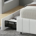 thumbnail image 2 of Garvee Linen Upholstered Platform Bed Frame with 4 Storage Drawers, Adjustable Headboard, Wooden Slats Support, No Box Spring Needed Queen, White, 2 of 9