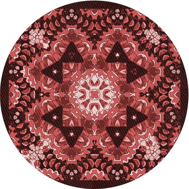 Ahgly Company Tapis d'Intérieur Lavable en Machine Carré Transitionnel Rouge Bordeaux, 3 Pieds Carré