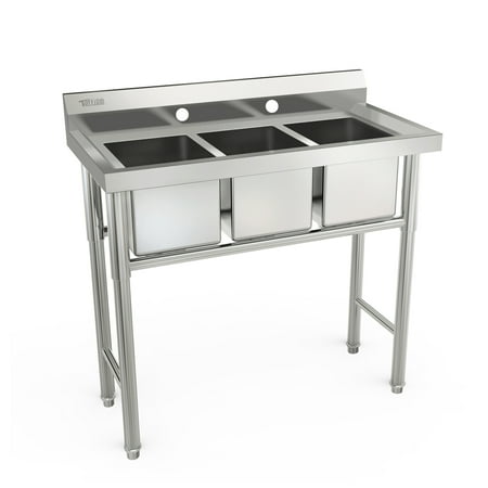 Ktaxon Heavy Duty 39 3 Compartment Commercial Stainless Steel