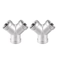 thumbnail image 1 of Conector de tubo en forma de T de acero inoxidable Unique Bargains 3/8 BSPT hembra Clase 150 Y en forma de Y Conector Acoplador Plateado 2pcs, 1 of 3