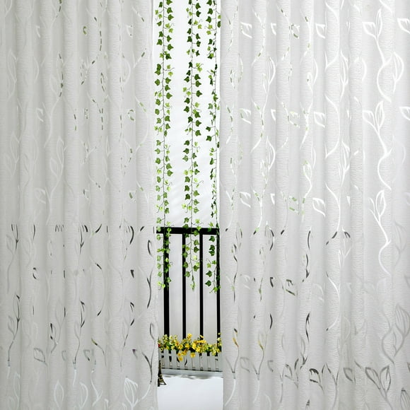 Dvkptbk Curtains 1 PCS Vines Leaves Tulle Door Window Curtain Drape Panel Sheer Scarf Valances Home Decor on Clearance