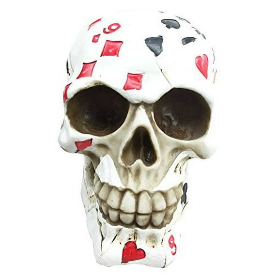 Gambling Cards Joker Poker Face Skull Figurine Cool Collectible Sculpture Skeleton