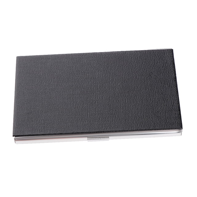 Estuche para tarjetas de visita profesional Portatarjetas de acero inoxidable de cuero PU de lujo Negro Zulema Tarjetero de acero inoxidable