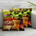thumbnail image 3 of JEUXUS  Hamburgers Decorative Pillow Case Pillowcase Giant Funny Food Throw Pillow Covers  for Sofa Couch Bed Chair Car Novelty Weird Cushion Cover Realistic Food Outdoor Pillows Covers, 3 of 5