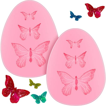 

2 Pieces Butterfly Silicone Molds Mini Butterfly Fondant Cake Baking Mold Cupcake Decoration Tool for Homemade Cake DIY Polymer