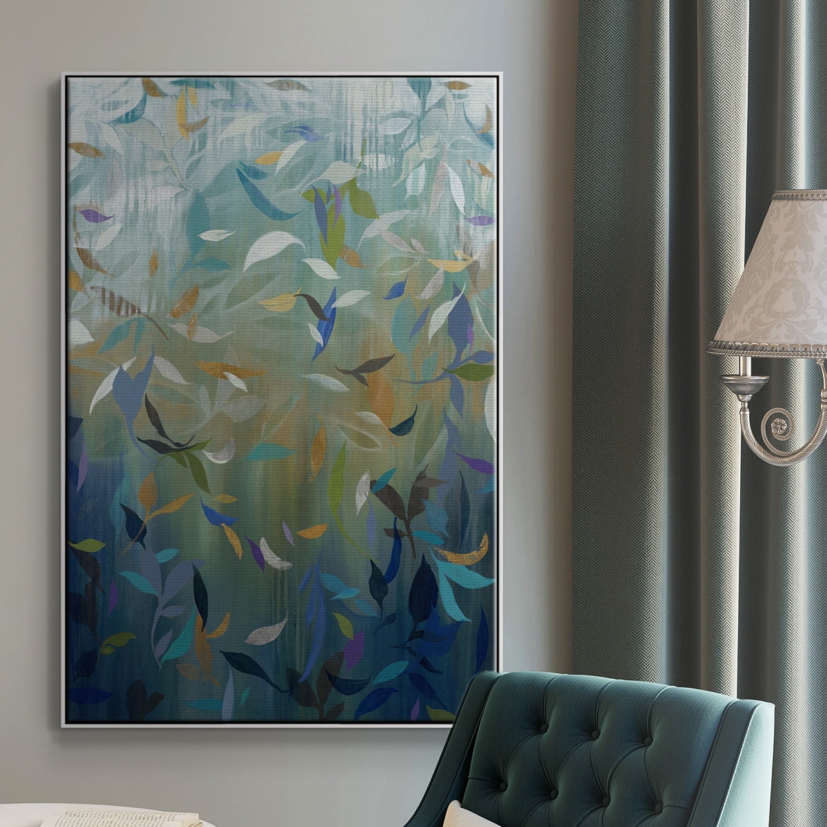 Falling Leaves Framed Premium Gallery Wrapped Canvas - Ready to Hang