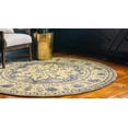 thumbnail image 4 of Rugs.com Fleur Collection Rug – 8' Round Gray Medium-Pile Rug Perfect For Kitchens, Dining Rooms, 4 of 9