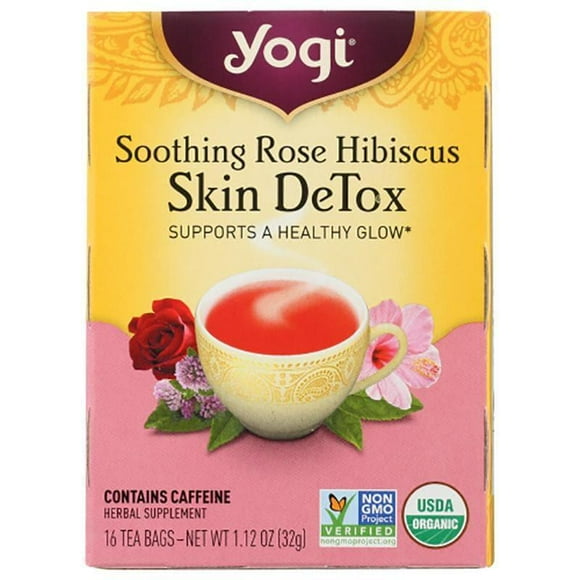 Yogi Tea - Soothing Rose Hibiscus Skin Detox, 16 Bags, 1.1 oz