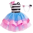 thumbnail image 2 of Girl Striped Tutu Dress Set with Ear Headband Socks Halloween Birthday Party Dress up, 2 of 7
