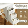 thumbnail image 4 of 40 Inch Small White Computer Desk with 4 Fabric Drawers, Modern Office Desk for Home Office Gaming with Storage Shelves Study, White, 4 of 7