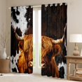 thumbnail image 2 of Castle Fairy Kids Teens Western Highland Cattle Blackout Curtains Set of 2 (52x84 Each),Farmhouse Cow Print Window Curtains,Vintage Aesthetic Curtains and Drapes,Super Cozy Room Decor, 2 of 6