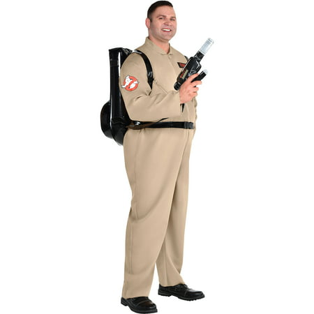 Party City Ghostbusters Costume with Proton Pack for Adults, Plus Size, Includes a Jumpsuit with Zippers and a Backpack