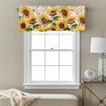 thumbnail image 3 of Rod Pocket Window Valances Summer Blossom Sunflower Bee Short Kitchen Curtains Retro Flower Leaves Window Treatment Drapes for Bedroom Bathroom Living Room 42x18In,1 Panel, 3 of 9