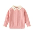 thumbnail image 2 of Cethrio Fall Sweaters for Girls 2024, Turn-down Collar Knit Long Sleeve Pullover Tops Pink Size 7-8T, 2 of 8