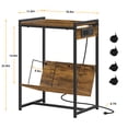 thumbnail image 2 of Rolling Record Player Stand with Charging Station, 2-Tier Turntable Cart with USB Ports & Outlets, Vinyl Record Storage Holder for Living Room, Rustic Brown, 2 of 5