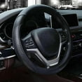 thumbnail image 1 of Valleycomfy Funda para volante con cuero de microfibra para coche, camión, SUV de 15 pulgadas (negro), 1 of 3