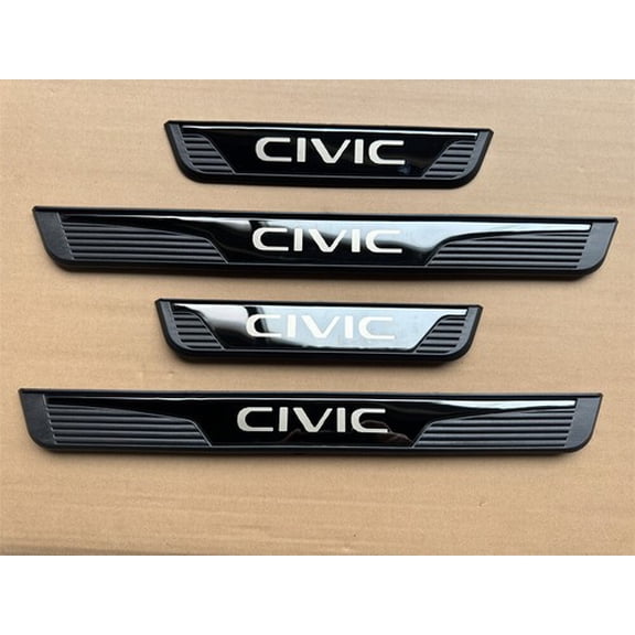 For Honda Civic 4PCS Black Car Door Scuff Sill Cover Panel Step Protectors
