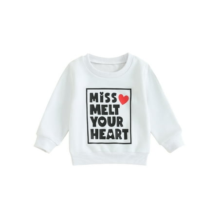 

Bagilaanoe Toddler Baby Girl Valentine s Day Sweatshirt Long Sleeve Letter Print Pullover 6M 12M 18M 24M 3T Kids Loose Tee Tops
