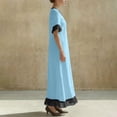 thumbnail image 6 of YuXingFu Boho Dresses for Women Maxi V-Neck Plus Size Womens Dress 1/4 Sleeve Solid Color Long Casual Summer Blue XXL, 6 of 7