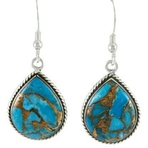 Matrix Turquoise Jewelry Earrings for Women Sterling Silver 925 | Turquoise Network | E1269-C84