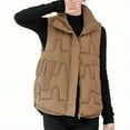 thumbnail image 4 of CYRBOKO Puffer Vests for Women, Lightweight Sleeveless Full Zip Thermal Winter Clothing Coffee Size 2XL, 4 of 9