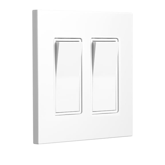 2-Gang Rocker Light Switch Outlet Covers Wall Plates 4.57 x 4.53 Inches White 5 Pack – Durable Electrical Cover Plates