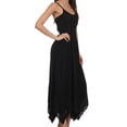 thumbnail image 3 of Sakkas Rayon Embroidered Stonewashed Adjustable Spaghetti Straps Long Dress - Black - S/M, 3 of 6