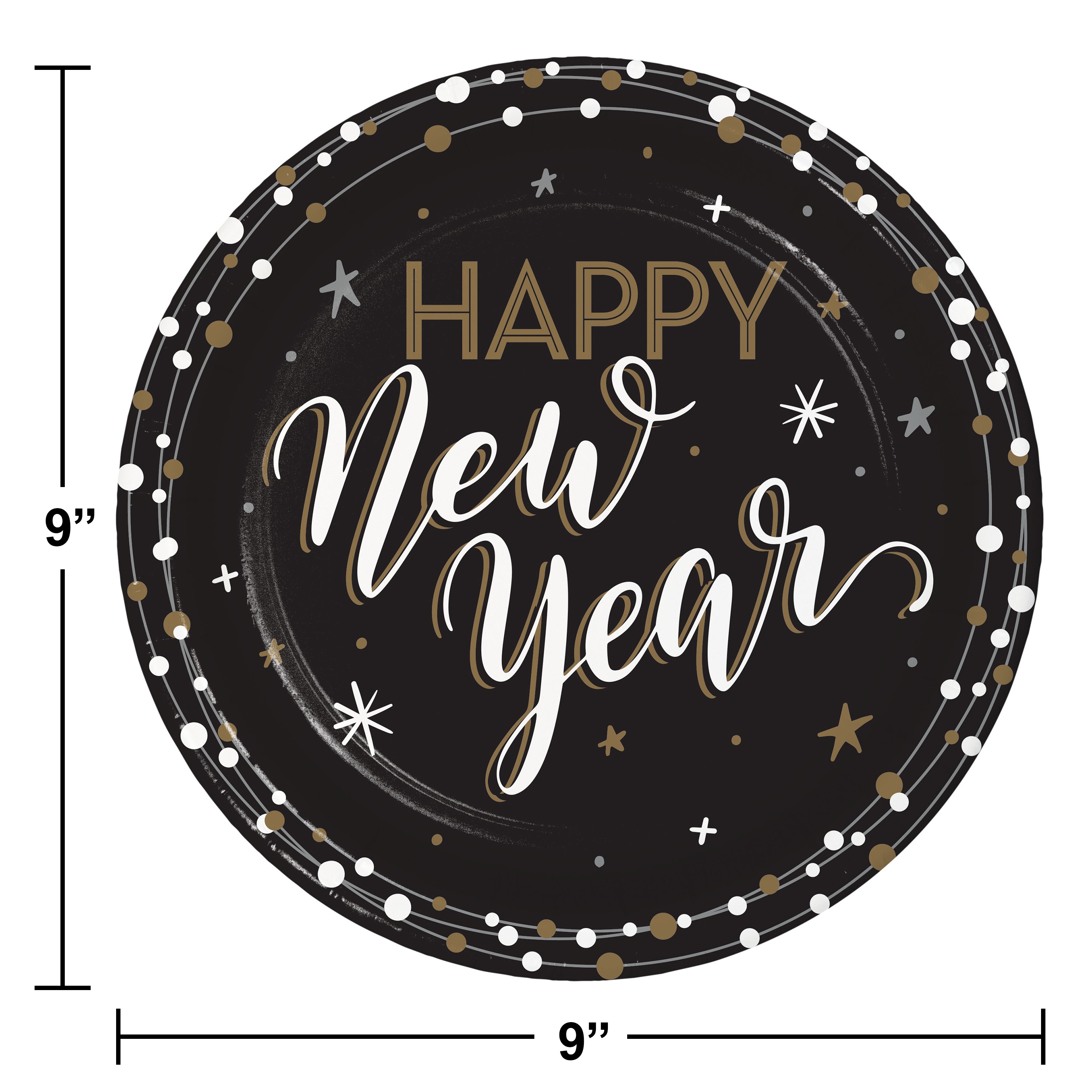 Creative Converting New Year's Shimmer Happy New Year Dinner Paper Plates, 24 ct