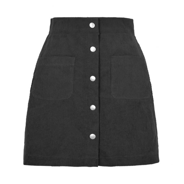 Fashion Black Cord Skirt Boohoo Corduroy Skirt For Women Vintage