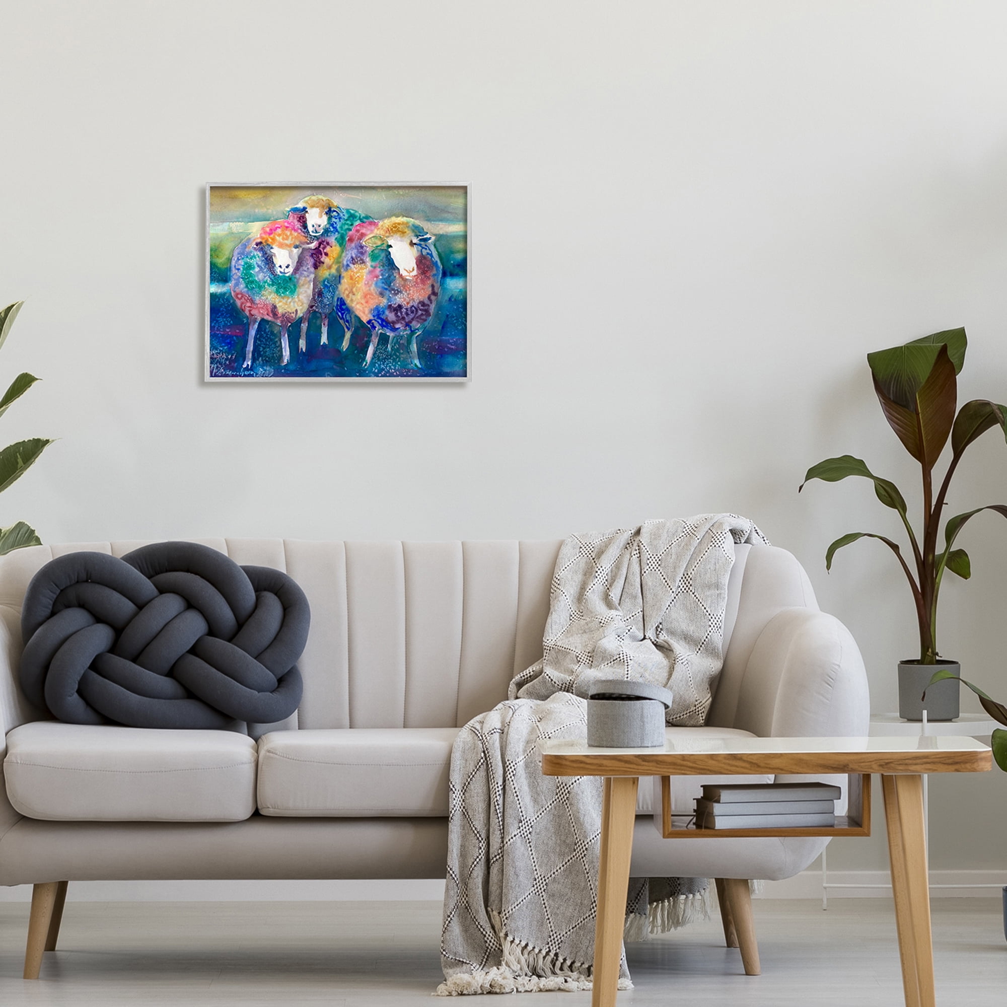 Stupell Industries Fun Cute Bold Rainbow Farm Sheep Design , 20 x 16, Design by MB Cunningham