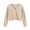 Apricot One Size, variant on Women Solid Color Long Sleeve V Neck Cardigan Sweater Buttons Short Knitwear