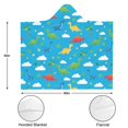 thumbnail image 3 of Wearable Blanket,Blue Dinosaurs Clouds Pattern Hooded Wearable Flannel Blanket for Adults & Teens,Winter Poncho Shawl Wrap Cape Cozy Anti-Pill,50"x60", 3 of 5
