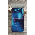 thumbnail image 3 of Ambesonne Navy and Blush Quilted Bedspread Set 2 Pcs, Retrofuturistic, Twin Size, Indigo Blue Hot Pink, 3 of 3