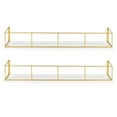 thumbnail image 2 of Kate and Laurel Benbrook 24 inch 2-Pack Wood and Metal Floating Wall Shelves, White and Gold, 2 of 5