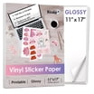 Koala Printable Vinyl Sticker Paper for Inkjet &amp; Laser Printers 11x17 ...