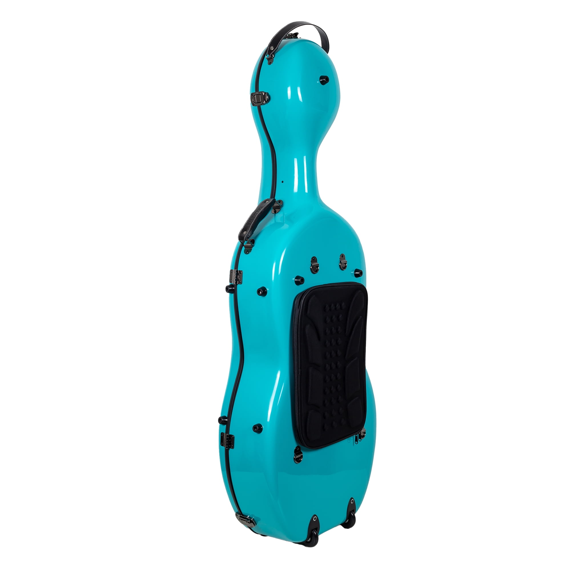 Crossrock Fiberglass Case with Wheels-Fits 4/4 Full Size Cellos-Includes Padded Music Pouch, 3 Handles, Removable Shoulder Straps, Combination Lock-Mint Blue (CRF2020CEFMB)