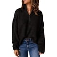 thumbnail image 6 of Womens Sweaters Long Sleeve 1/4 Zip Pullover Polo V Neck Dressy Casual Tops, 6 of 7