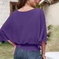 thumbnail image 5 of Endives Women's Chiffon Shirt Blouses Casual Boat Neck Chiffon Blouses Batwing Tops Tunic Top Spring Outfit Purple, 5 of 7