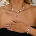thumbnail image 2 of AEXTO Square Red Jewelry Sets Rhinestone Wedding Necklace Earrings Bracelet Set Prom Formal Costume Jewelry for Women and Brides, 2 of 9