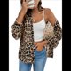 thumbnail image 1 of Blusa con Estampado de Leopardo para Mujer, con Botones, Larga, Cuello de Solapa y Escote en V. Color del Estampado de Leopardo S, 1 of 9