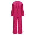 thumbnail image 4 of qolati Women's Blazer Set 2 Piece Outfits Open Front Long Sleeve Blazer Jackets and Dressy Wide Leg Pants Solid Business Office Suits Set Hot Pink M 6, 4 of 6