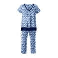 thumbnail image 5 of Layla Women's Sleepwear 2-Piece Knit Short Sleeve Top and Pant Pajama Set, Sizes XS-4X, 5 of 6