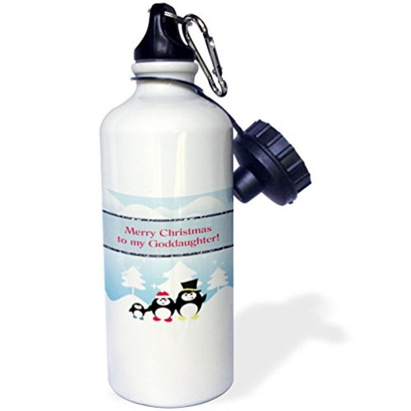 3dRose Penguin Family on a Winters Day, Merry Christmas, Goddaughter , Sports Water Bottle, 21oz by Supplier Generic