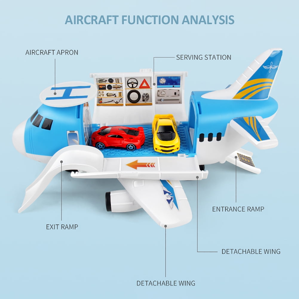 Toys for Kids 3-6 Years Airplane Toys,Transport Cargo Airplane with 4 Car 1 Helicopter for Boys Girls