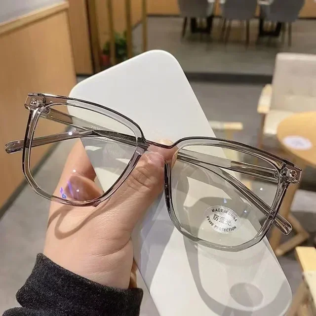 Typpkmm Vintage Transparent Computer with Glasses Frame Women Men Anti Light Blue