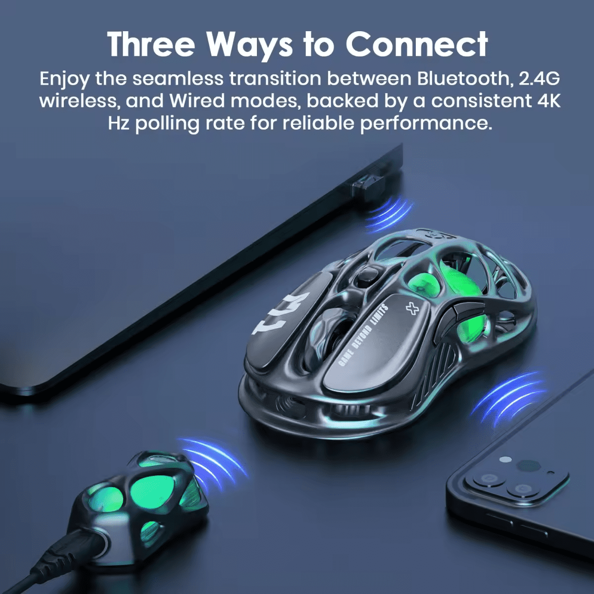 GravaStar M1 Lightspeed Wireless Gaming Mouse, Silver,Magnesium Alloy Material